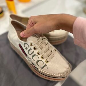 Gucci Women's Beige Espadrille Shoes